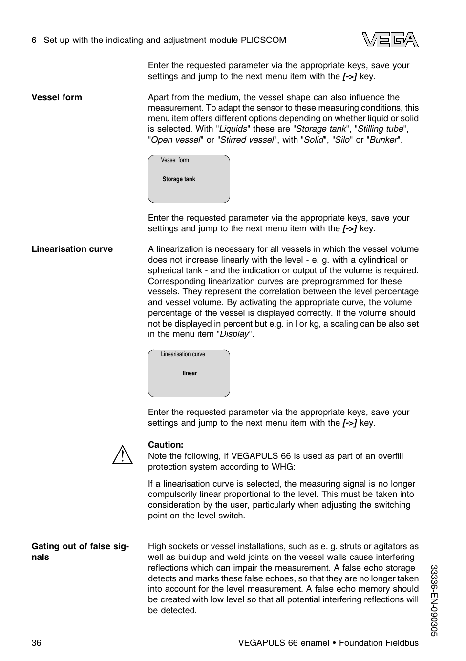 VEGA VEGAPULS 66 (≥ 2.0.0 - ≤ 3.8) enamel Foundation Fieldbus User Manual | Page 36 / 68