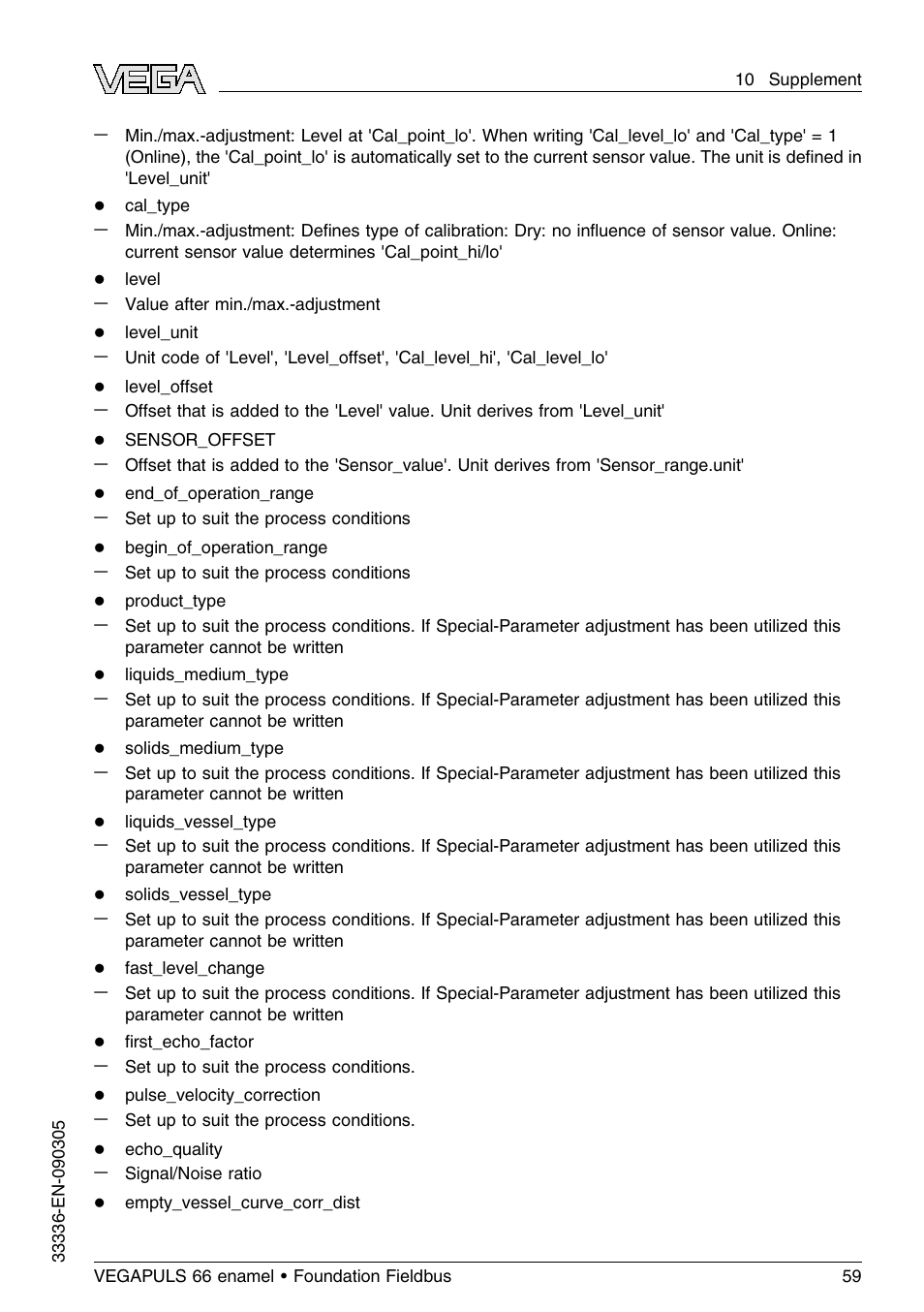 VEGA VEGAPULS 66 (≥ 2.0.0 - ≤ 3.8) enamel Foundation Fieldbus User Manual | Page 59 / 68