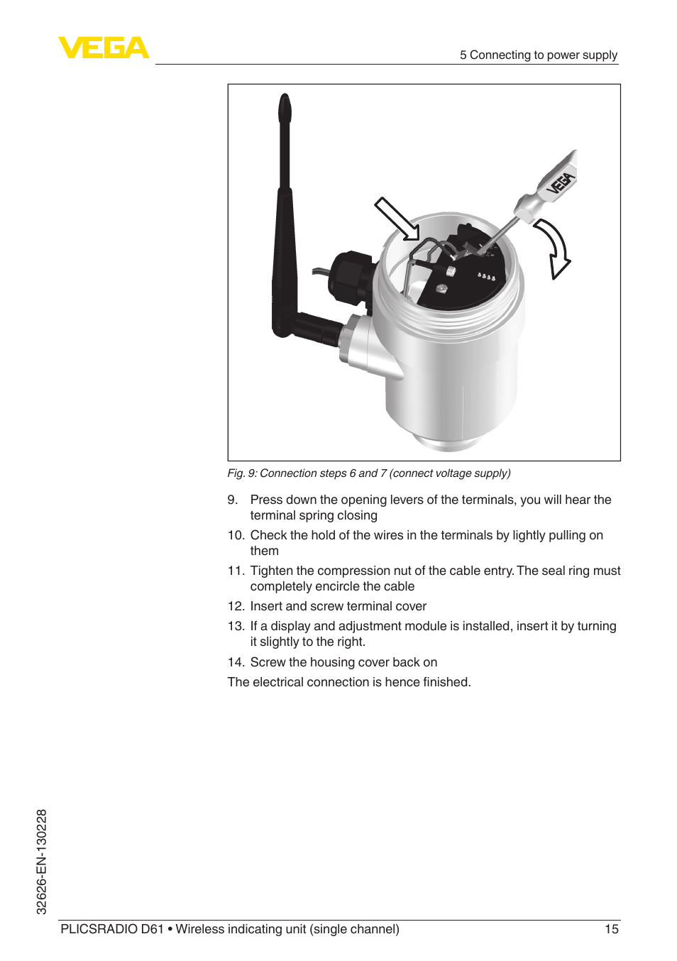 VEGA PLICSRADIO R61 Wireless indicating unit User Manual | Page 15 / 36