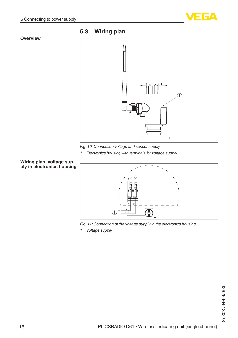 3 wiring plan | VEGA PLICSRADIO R61 Wireless indicating unit User Manual | Page 16 / 36
