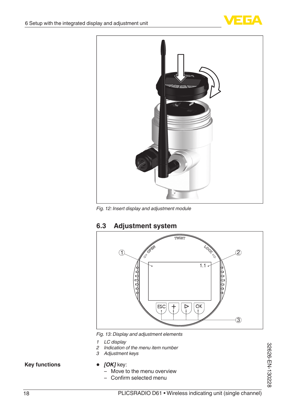 3 adjustment system | VEGA PLICSRADIO R61 Wireless indicating unit User Manual | Page 18 / 36