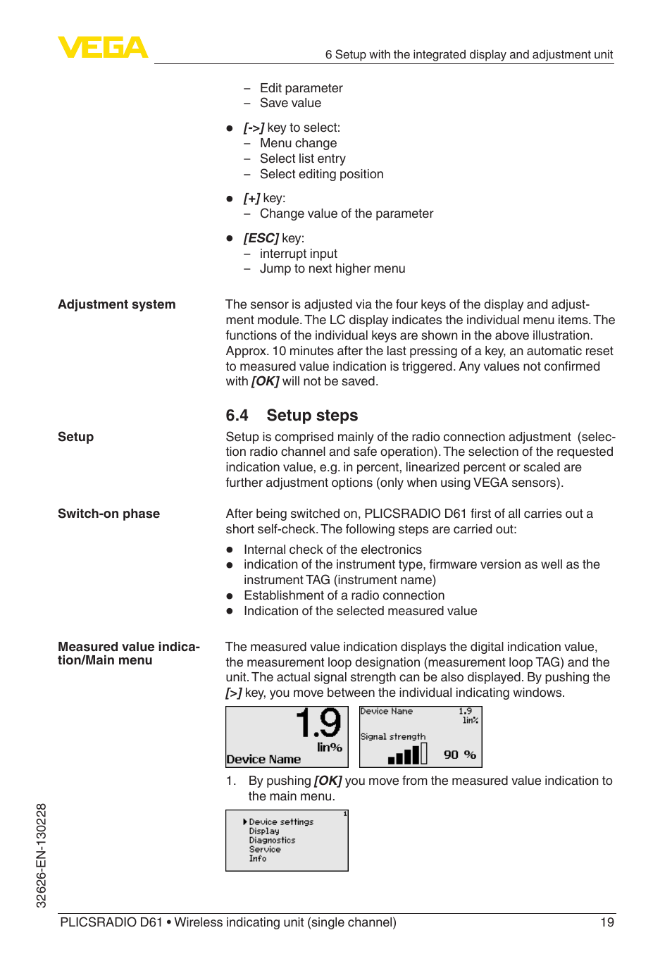 VEGA PLICSRADIO R61 Wireless indicating unit User Manual | Page 19 / 36