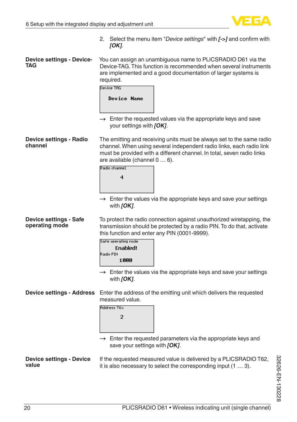VEGA PLICSRADIO R61 Wireless indicating unit User Manual | Page 20 / 36