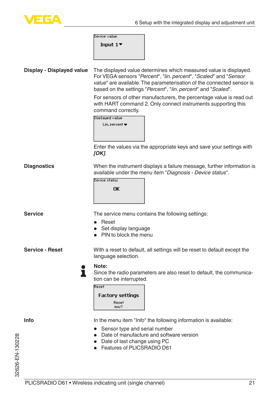 VEGA PLICSRADIO R61 Wireless indicating unit User Manual | Page 21 / 36