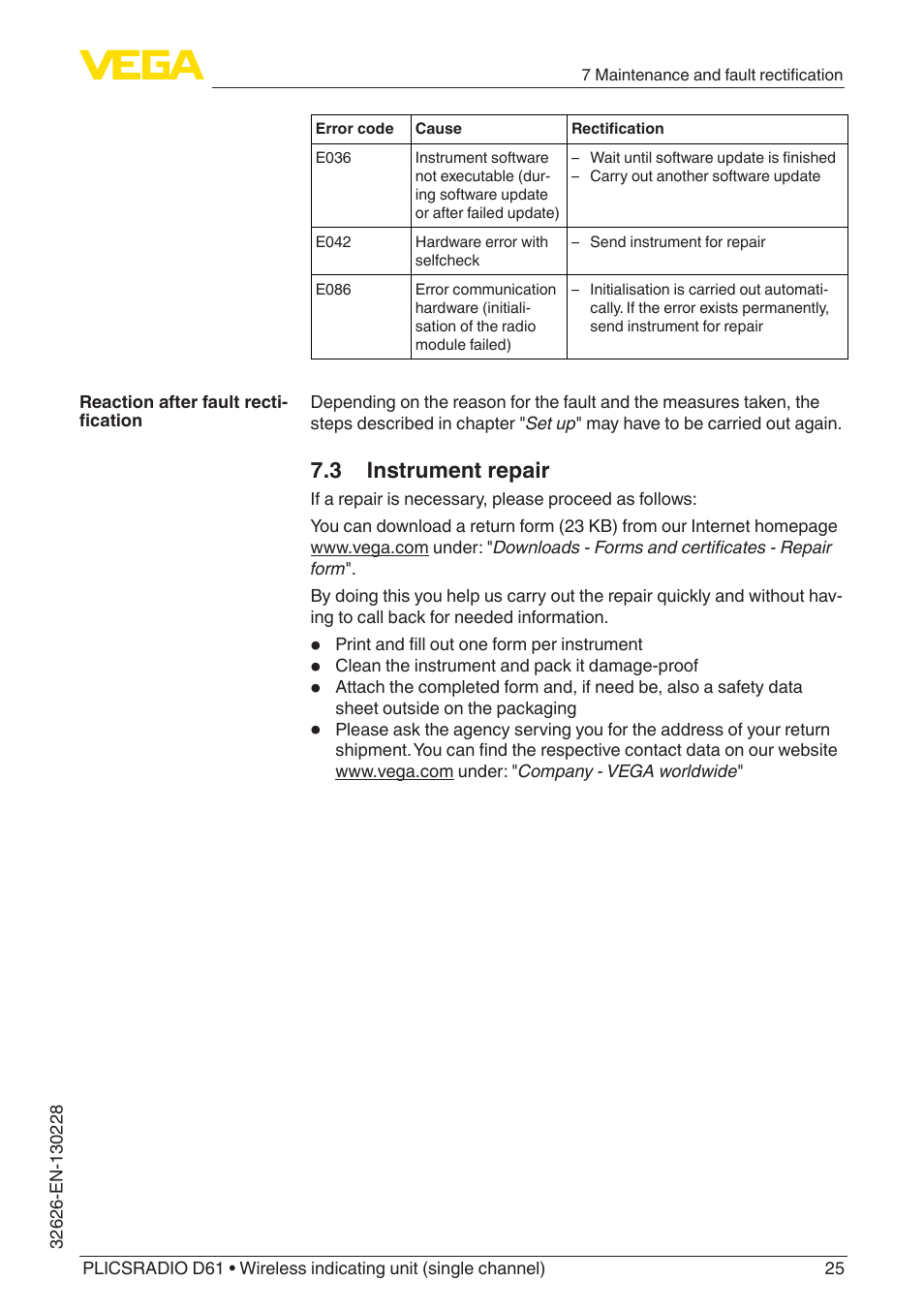 3 instrument repair | VEGA PLICSRADIO R61 Wireless indicating unit User Manual | Page 25 / 36