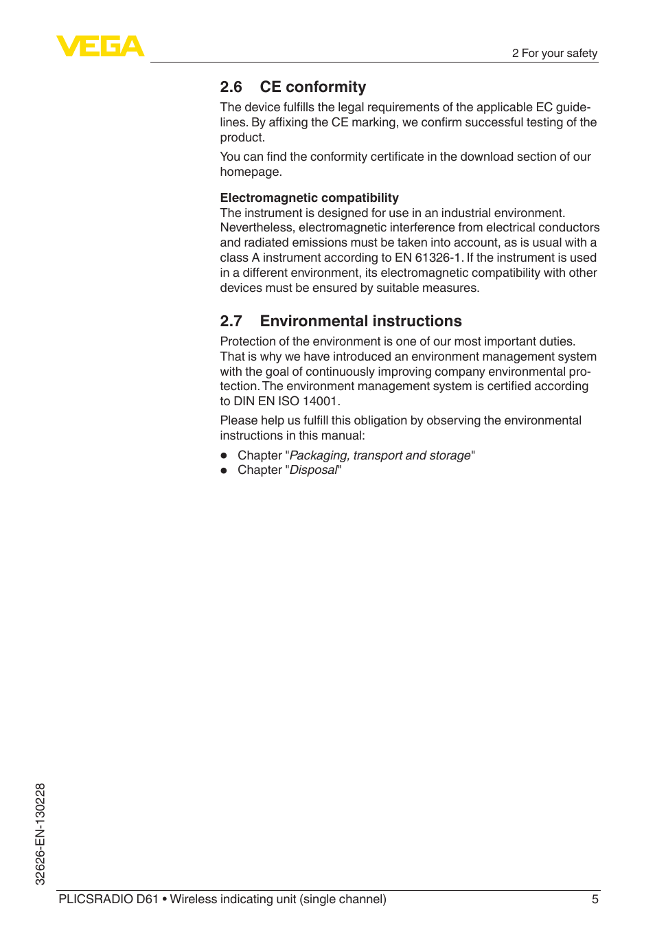 VEGA PLICSRADIO R61 Wireless indicating unit User Manual | Page 5 / 36