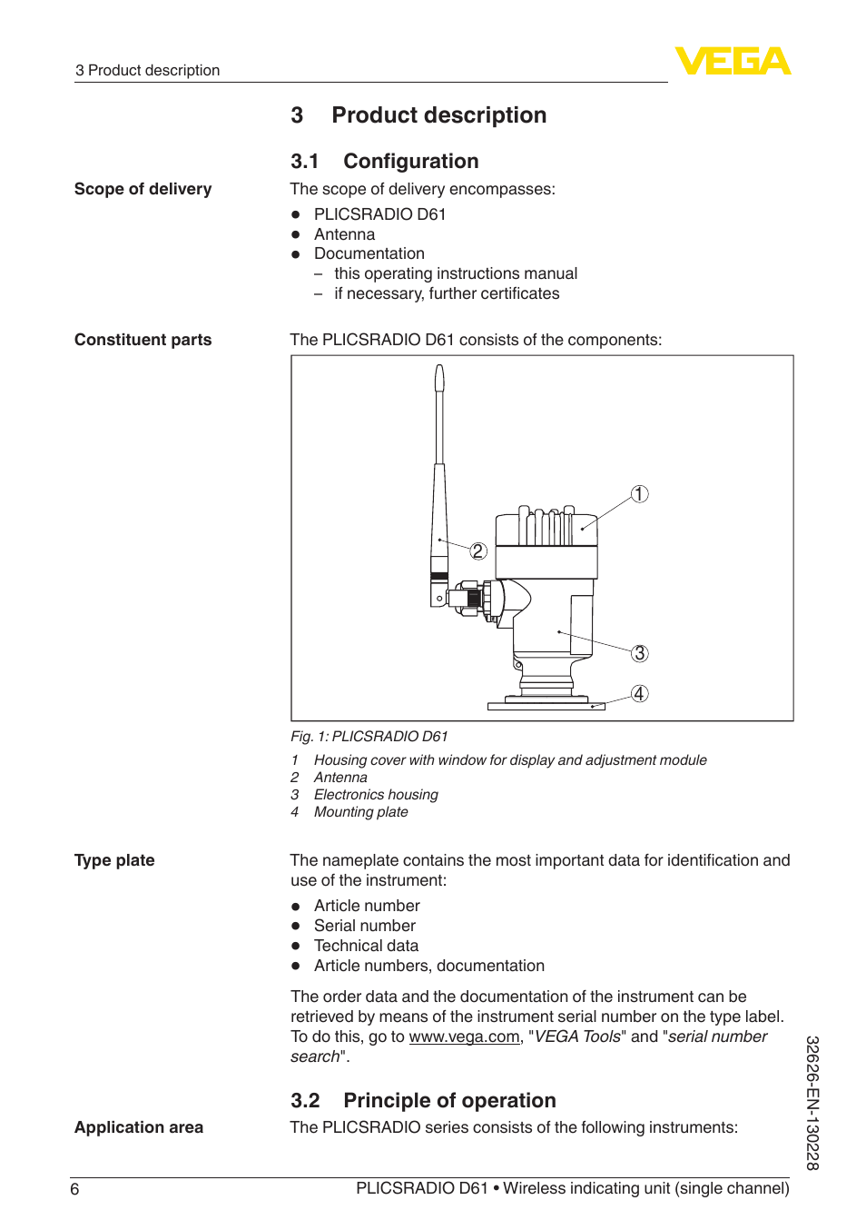 3 product description | VEGA PLICSRADIO R61 Wireless indicating unit User Manual | Page 6 / 36