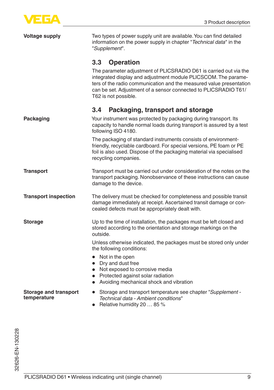 VEGA PLICSRADIO R61 Wireless indicating unit User Manual | Page 9 / 36