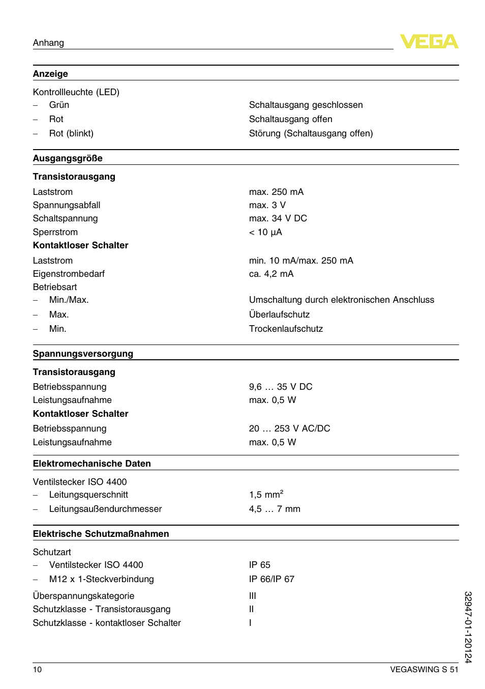 VEGA VEGASWING S 51 User Manual | Page 10 / 48