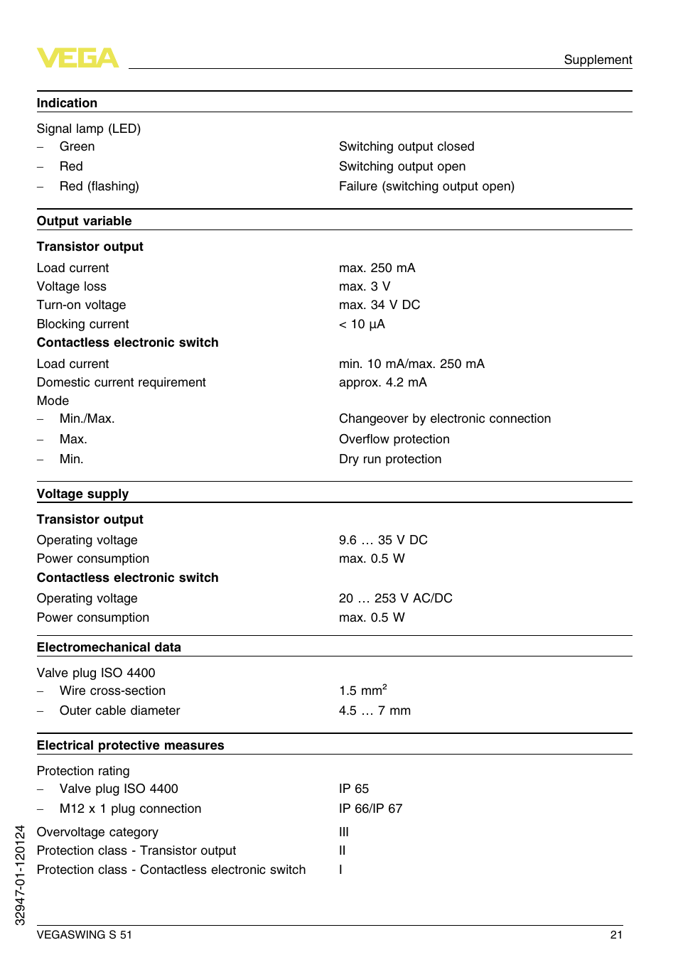 VEGA VEGASWING S 51 User Manual | Page 21 / 48