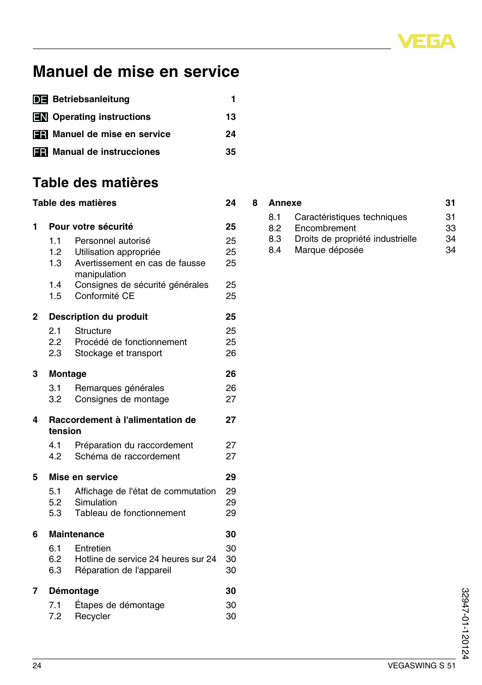 VEGA VEGASWING S 51 User Manual | Page 24 / 48