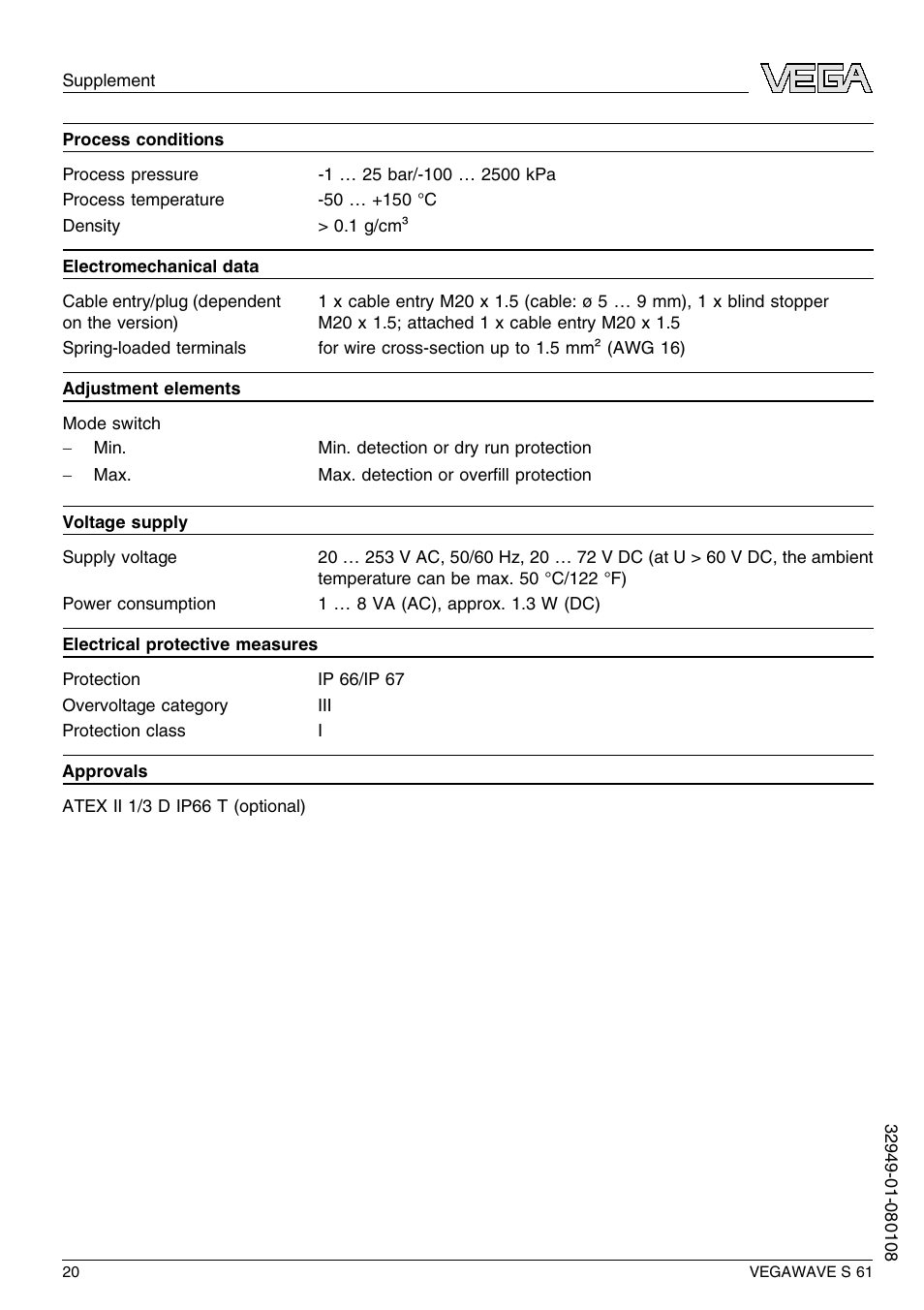 VEGA VEGAWAVE S 61 User Manual | Page 20 / 48