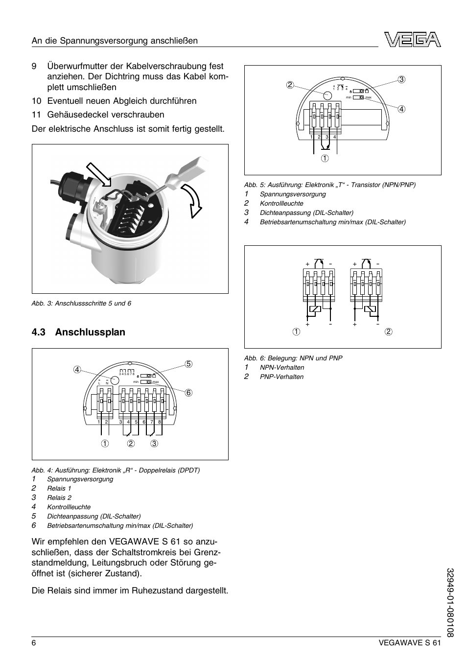 3 anschlussplan | VEGA VEGAWAVE S 61 User Manual | Page 6 / 48