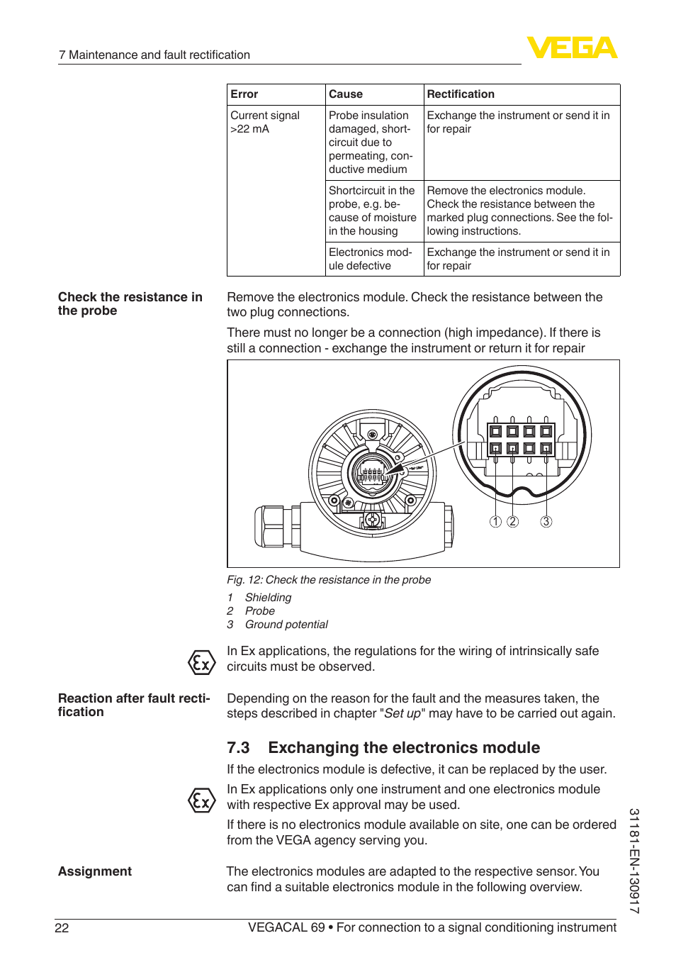 3 exchanging the electronics module | VEGA VEGACAL 69 For connection to a signal conditioning instrument User Manual | Page 22 / 32