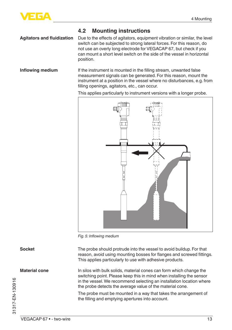 2 mounting instructions | VEGA VEGACAP 67 - two-wire User Manual | Page 13 / 36