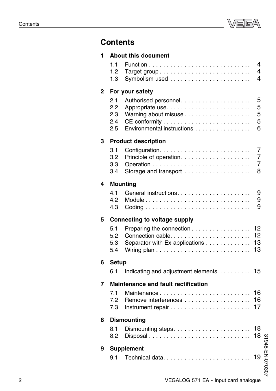 VEGA VEGALOG 571 EA User Manual | Page 2 / 24