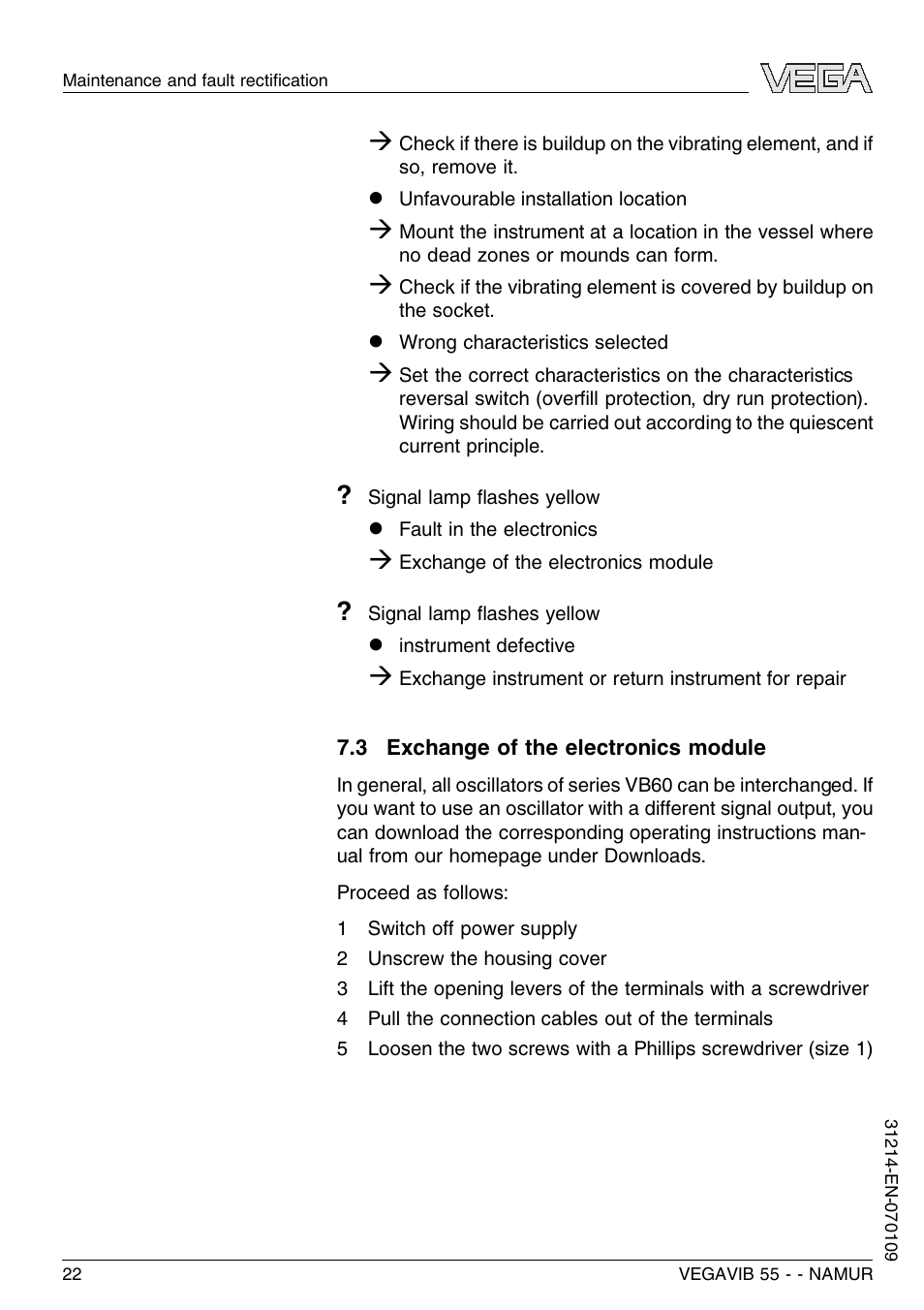 3 exchange of the electronics module | VEGA VEGAVIB 55 - NAMUR User Manual | Page 22 / 32