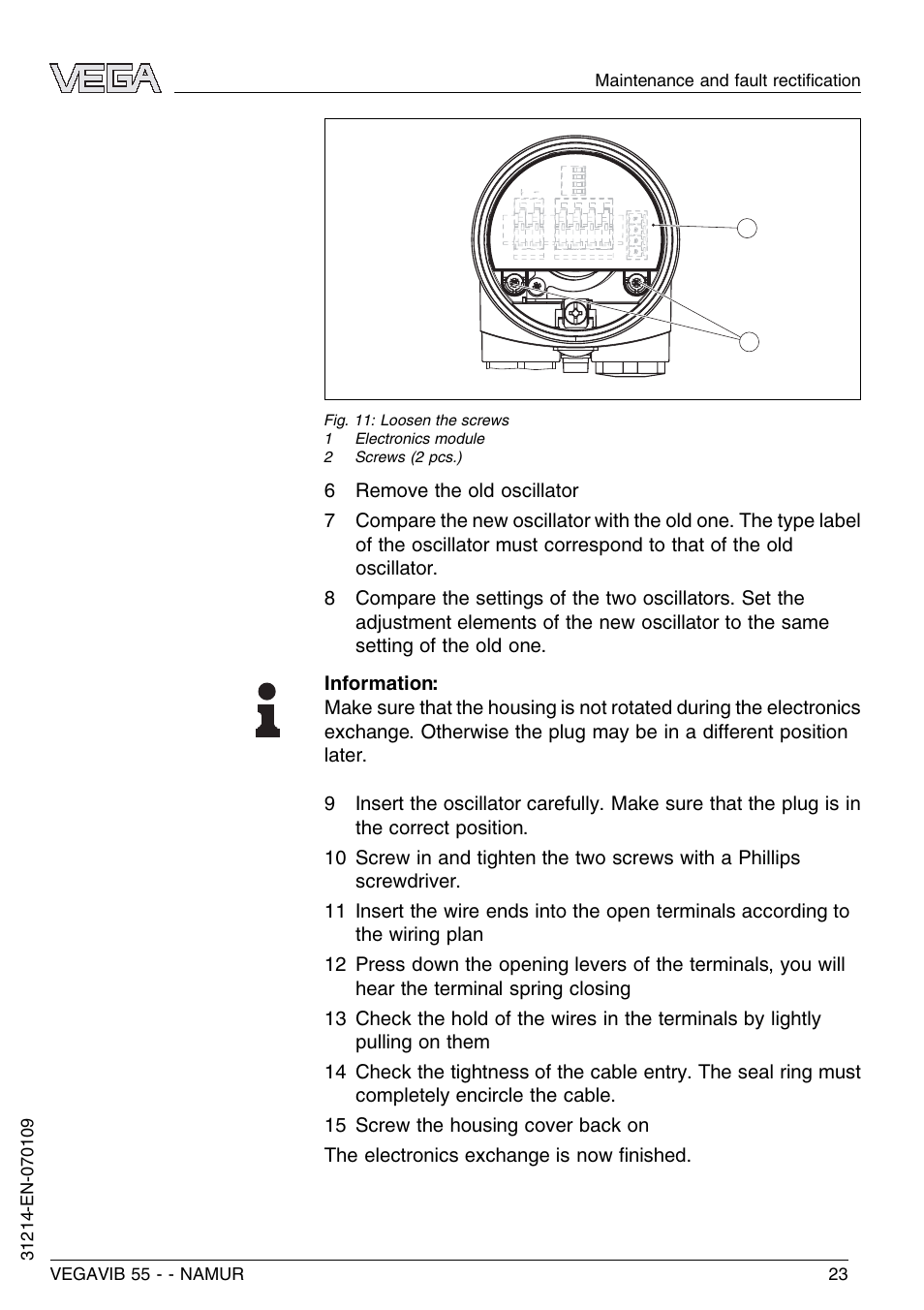 VEGA VEGAVIB 55 - NAMUR User Manual | Page 23 / 32