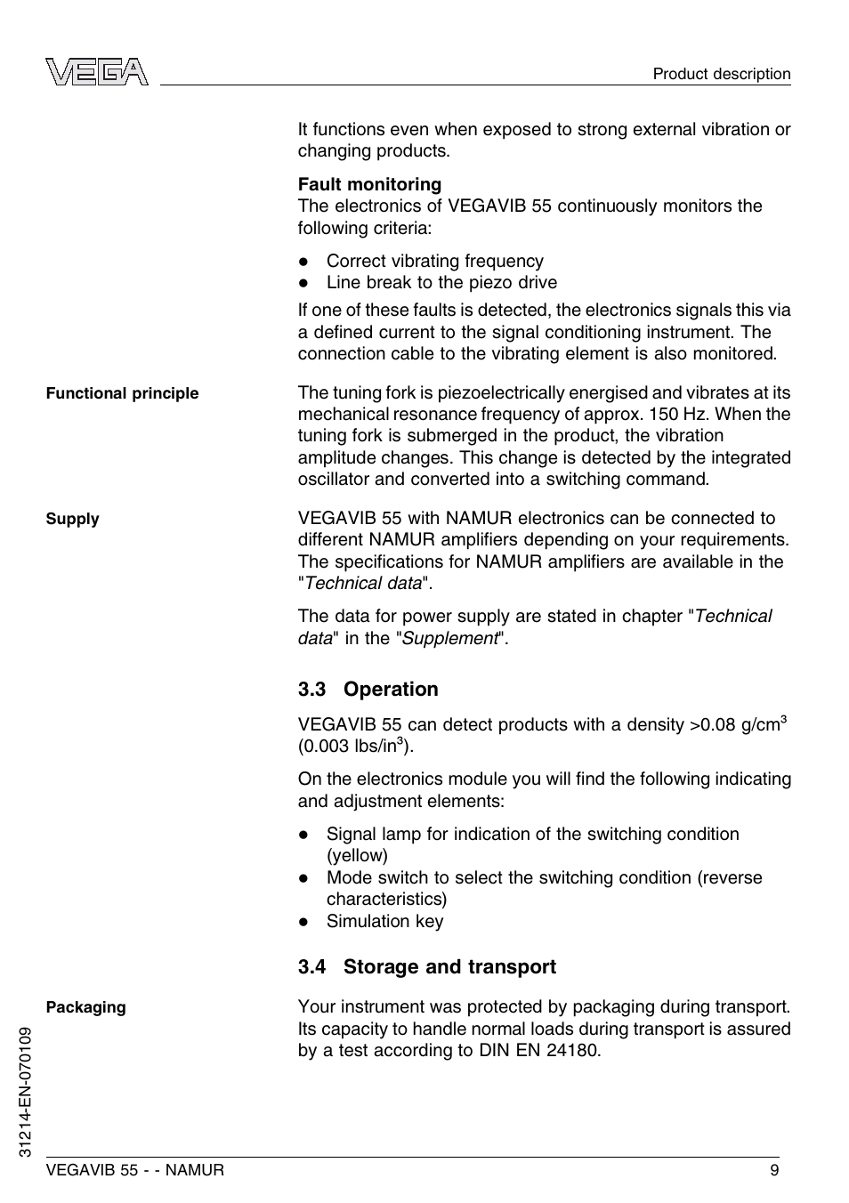 3 operation, 4 storage and transport | VEGA VEGAVIB 55 - NAMUR User Manual | Page 9 / 32