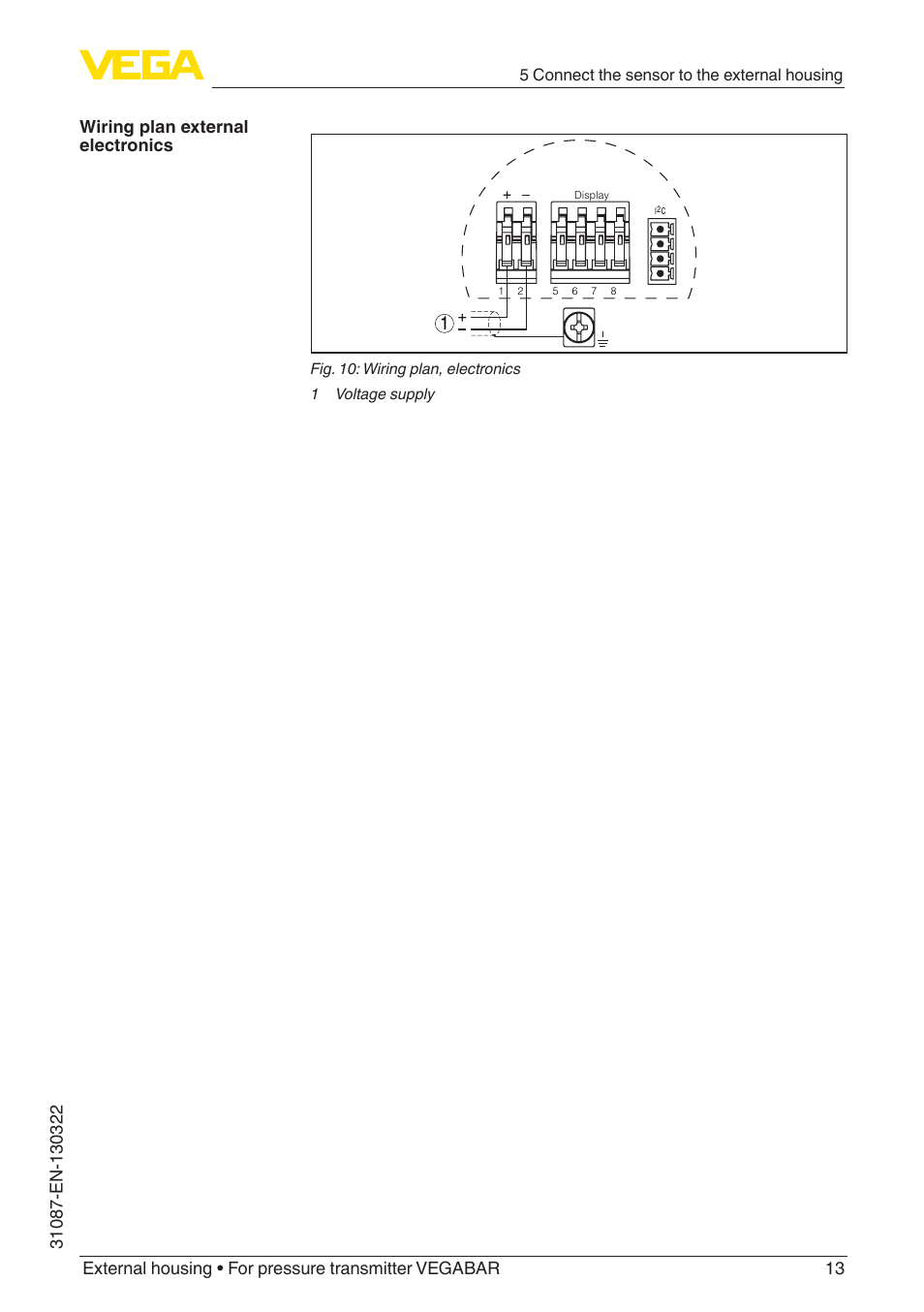 Wiring plan external electronics | VEGA VEGABAR External housing User Manual | Page 13 / 20