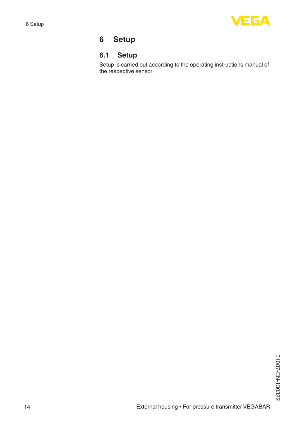 6 setup | VEGA VEGABAR External housing User Manual | Page 14 / 20
