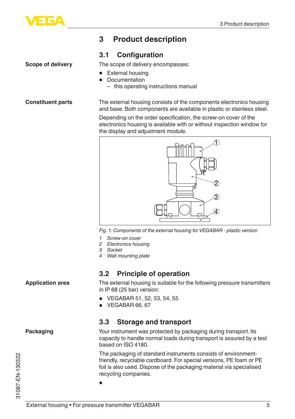 3 product description | VEGA VEGABAR External housing User Manual | Page 5 / 20