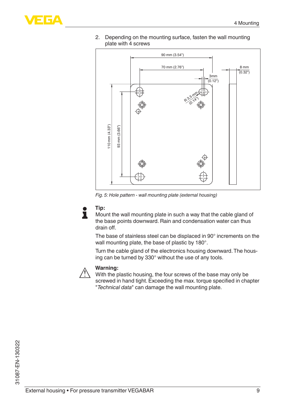 VEGA VEGABAR External housing User Manual | Page 9 / 20