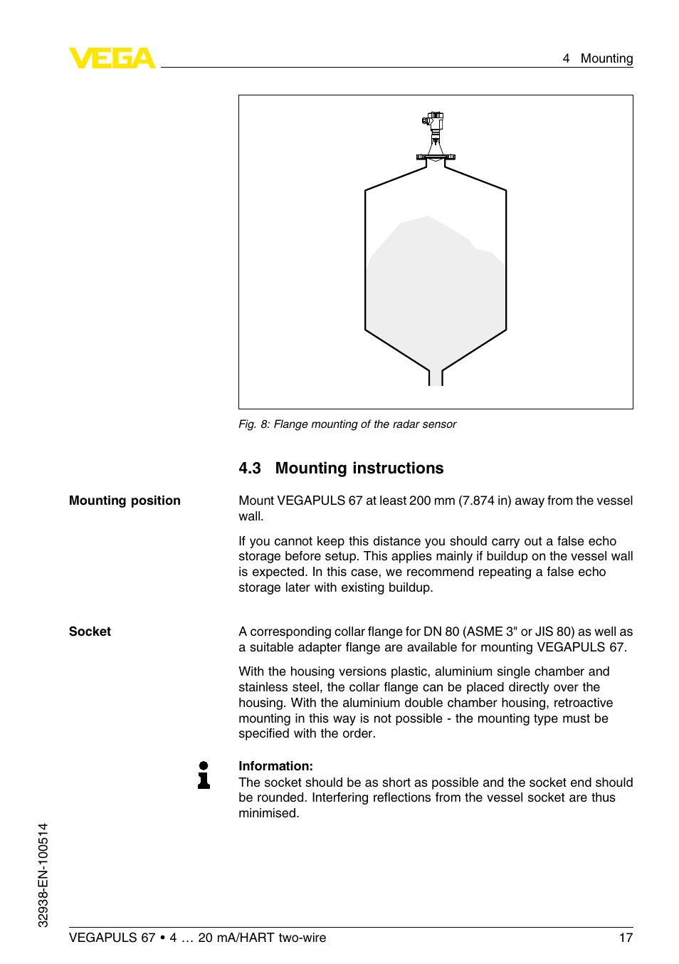 3 mounting instructions | VEGA VEGAPULS 67 (≥ 2.0.0 - ≤ 3.8) 4 … 20 mA_HART two-wire User Manual | Page 17 / 64