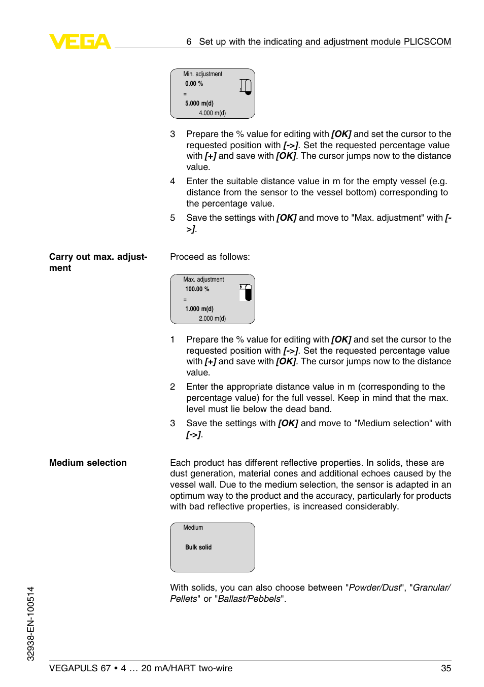 VEGA VEGAPULS 67 (≥ 2.0.0 - ≤ 3.8) 4 … 20 mA_HART two-wire User Manual | Page 35 / 64