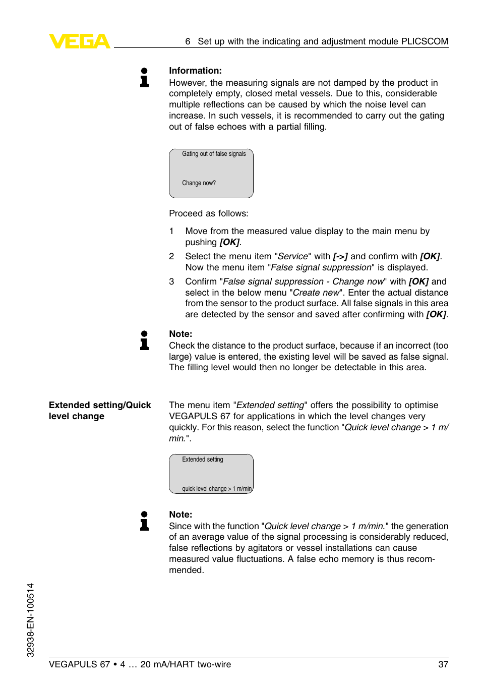 VEGA VEGAPULS 67 (≥ 2.0.0 - ≤ 3.8) 4 … 20 mA_HART two-wire User Manual | Page 37 / 64