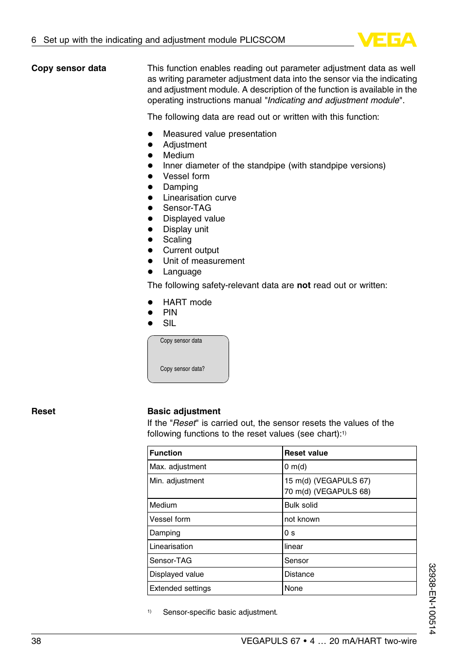 VEGA VEGAPULS 67 (≥ 2.0.0 - ≤ 3.8) 4 … 20 mA_HART two-wire User Manual | Page 38 / 64
