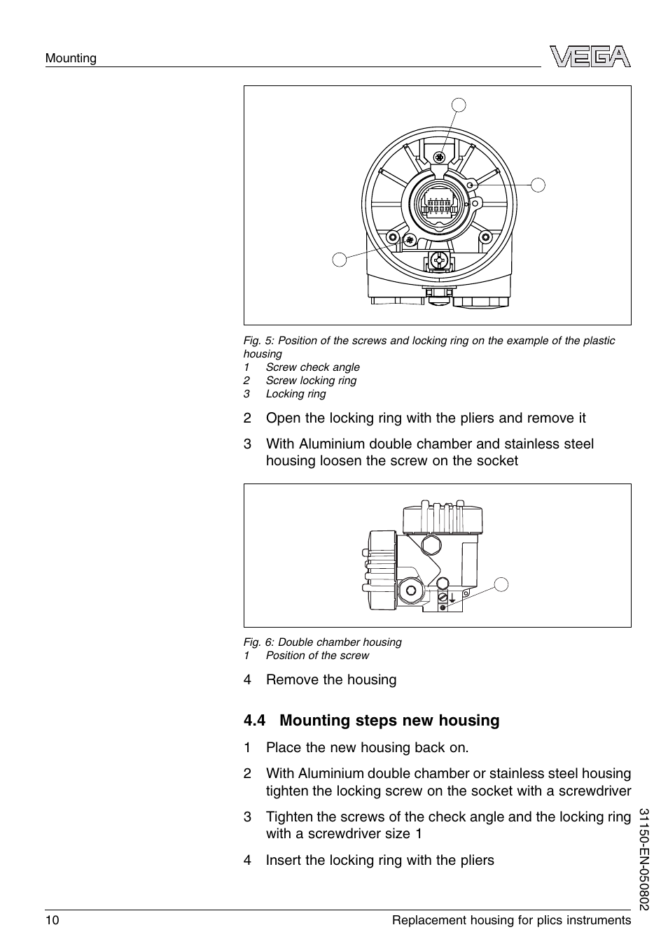 4 mounting steps new housing | VEGA Replacement housing for plics instruments User Manual | Page 10 / 16