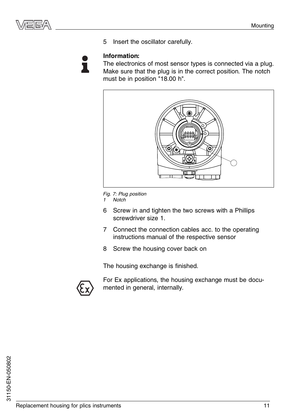 VEGA Replacement housing for plics instruments User Manual | Page 11 / 16