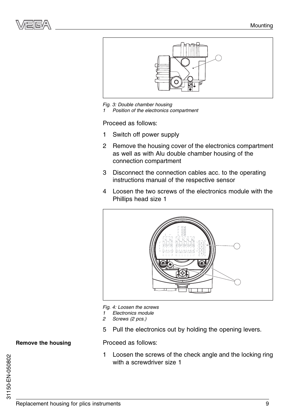 VEGA Replacement housing for plics instruments User Manual | Page 9 / 16