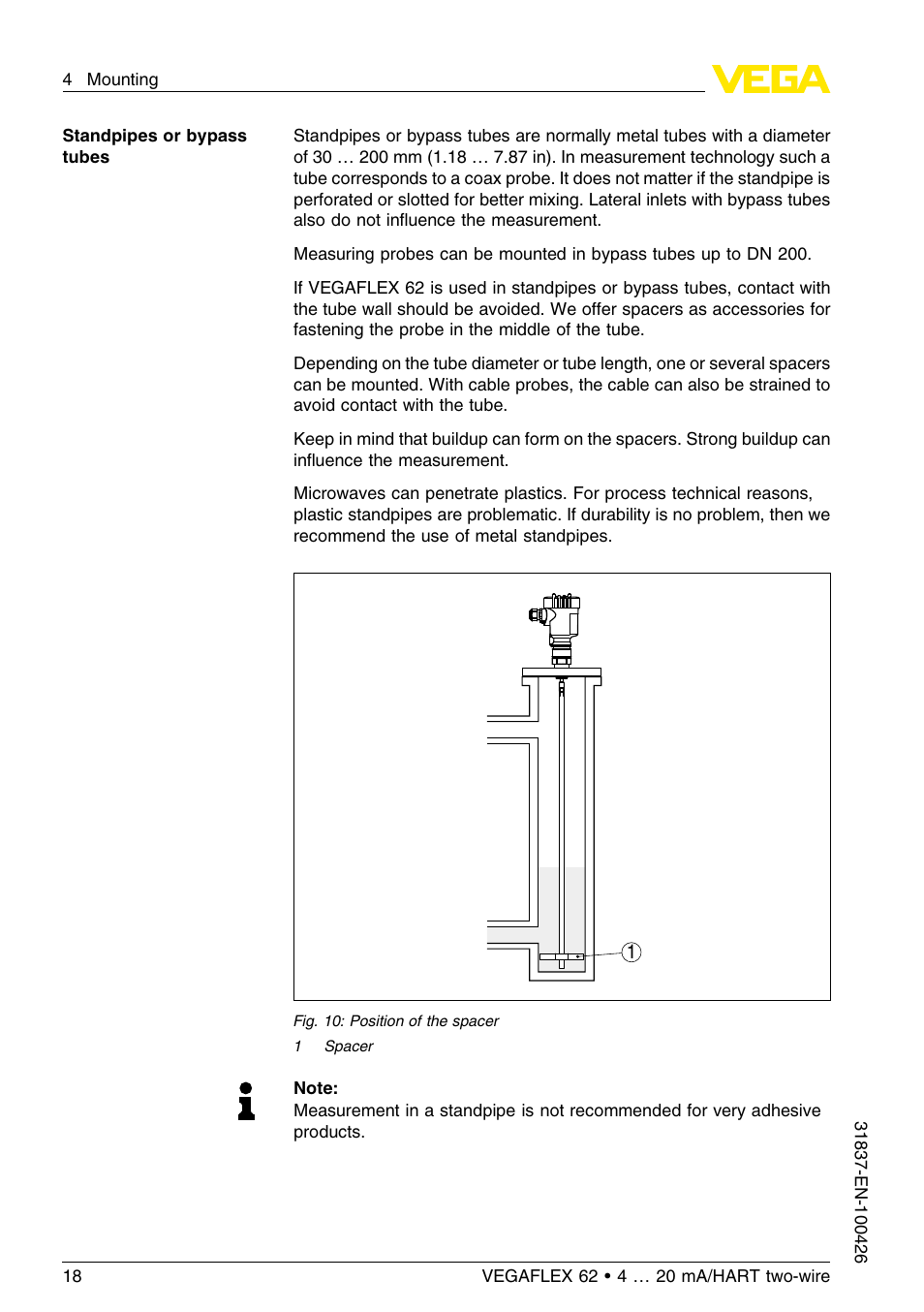 VEGA VEGAFLEX 62 4 … 20 mA_HART two-wire User Manual | Page 18 / 64