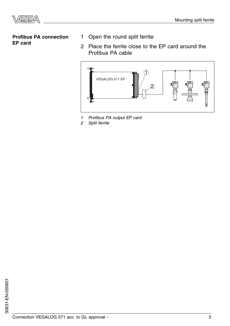 2 an die spannungsversorgung anschließe, 1 steckerbelegungen | VEGA VEGALOG 571 acc. to GL approval User Manual | Page 3 / 4