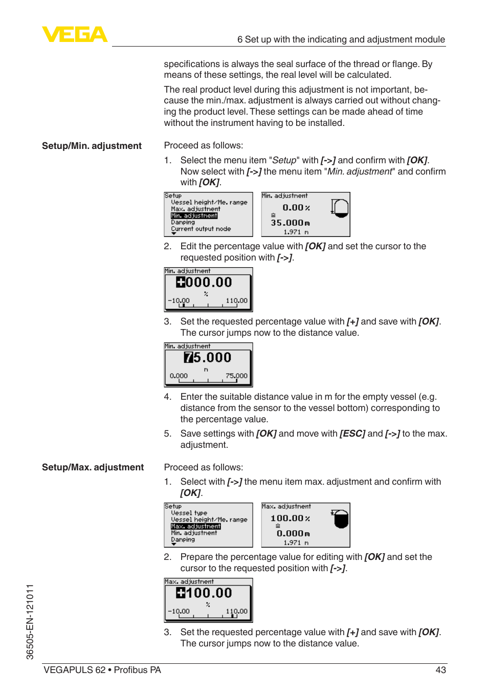 VEGA VEGAPULS 62 (≥ 2.0.0 - ≥ 4.0.0) Profibus PA User Manual | Page 43 / 88