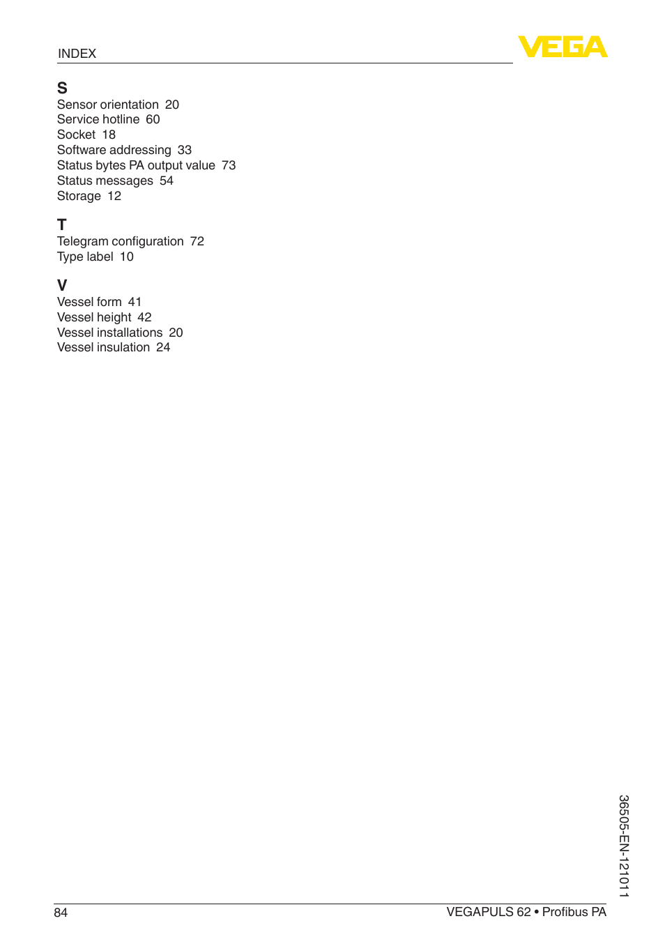 VEGA VEGAPULS 62 (≥ 2.0.0 - ≥ 4.0.0) Profibus PA User Manual | Page 84 / 88