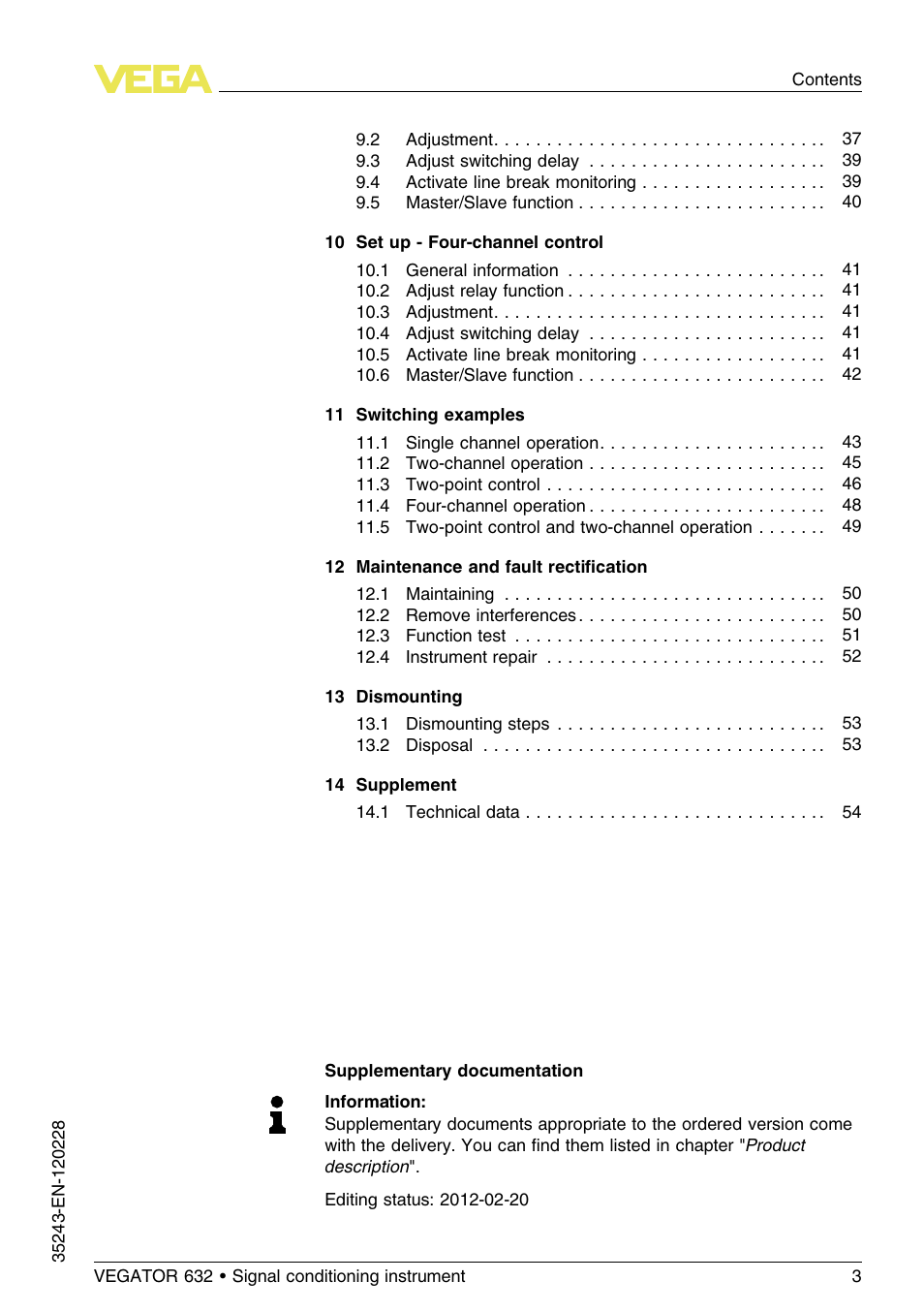 VEGA VEGATOR 632 User Manual | Page 3 / 60