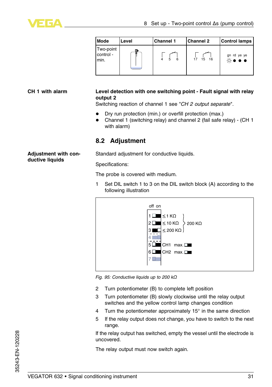 2 adjustment | VEGA VEGATOR 632 User Manual | Page 31 / 60