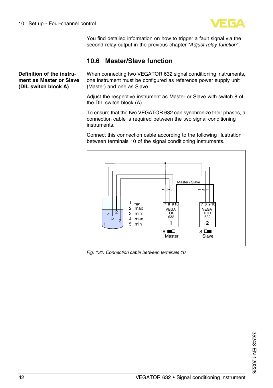6 master/slave function, 10 .6 master/slave function | VEGA VEGATOR 632 User Manual | Page 42 / 60