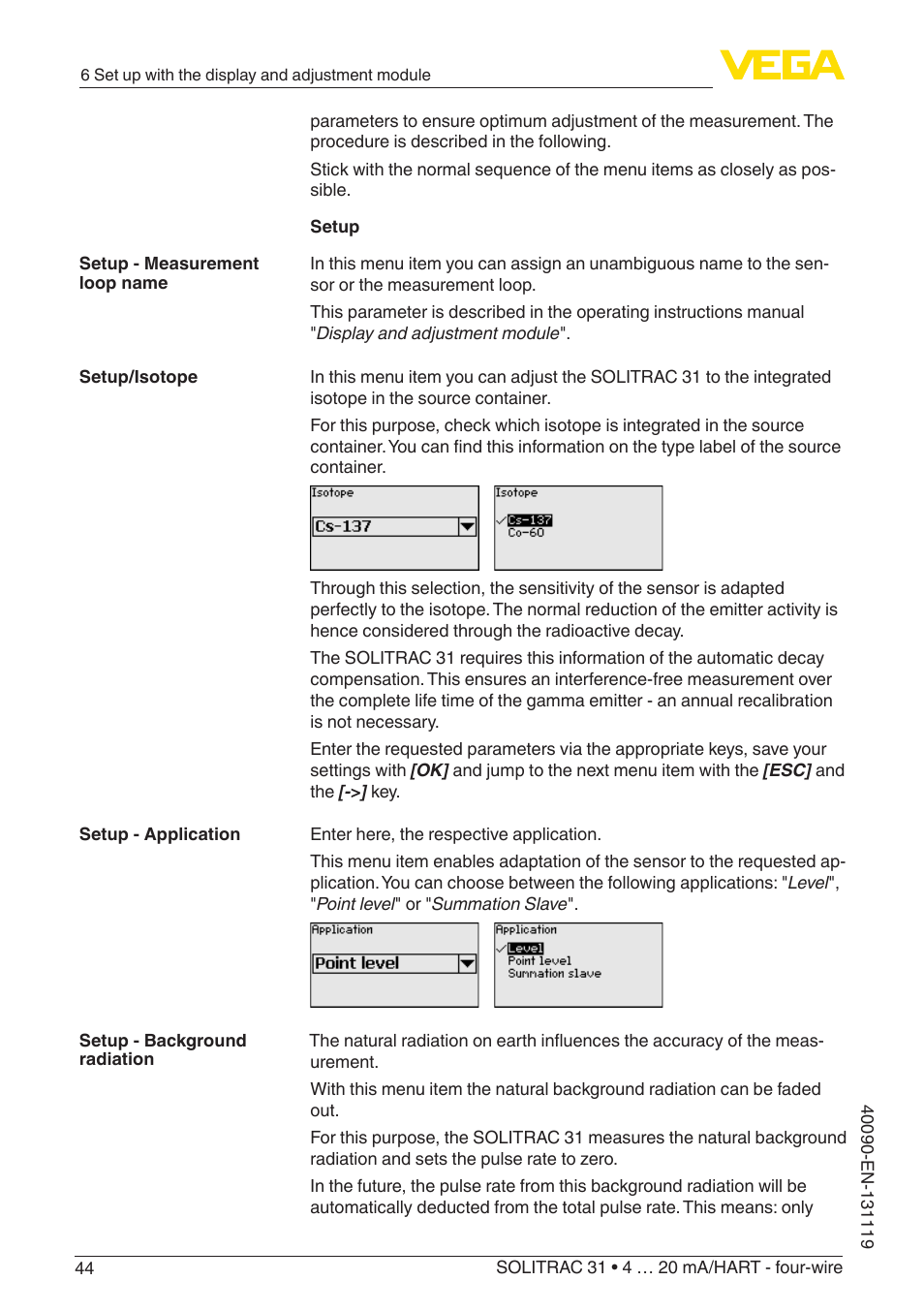 VEGA SOLITRAC 31 4 … 20 mA_HART - four-wire User Manual | Page 44 / 80