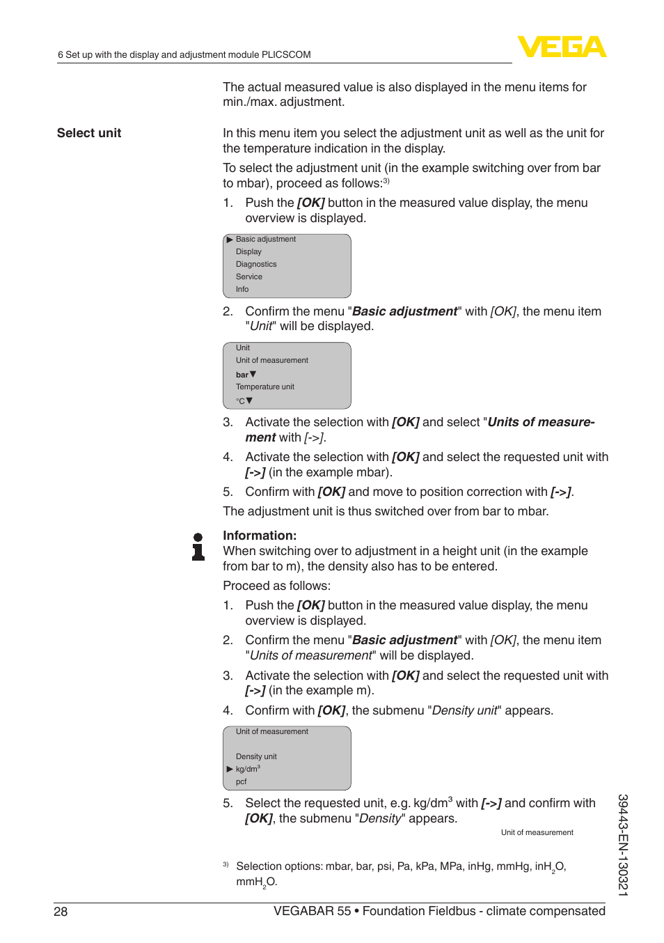 VEGA VEGABAR 55 Foundation Fieldbus - climate compensated User Manual | Page 28 / 68