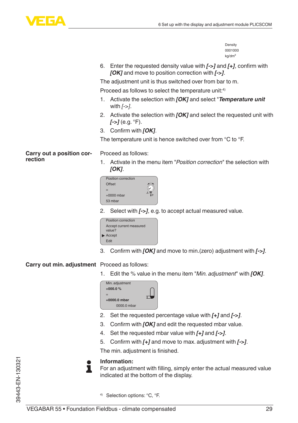 VEGA VEGABAR 55 Foundation Fieldbus - climate compensated User Manual | Page 29 / 68