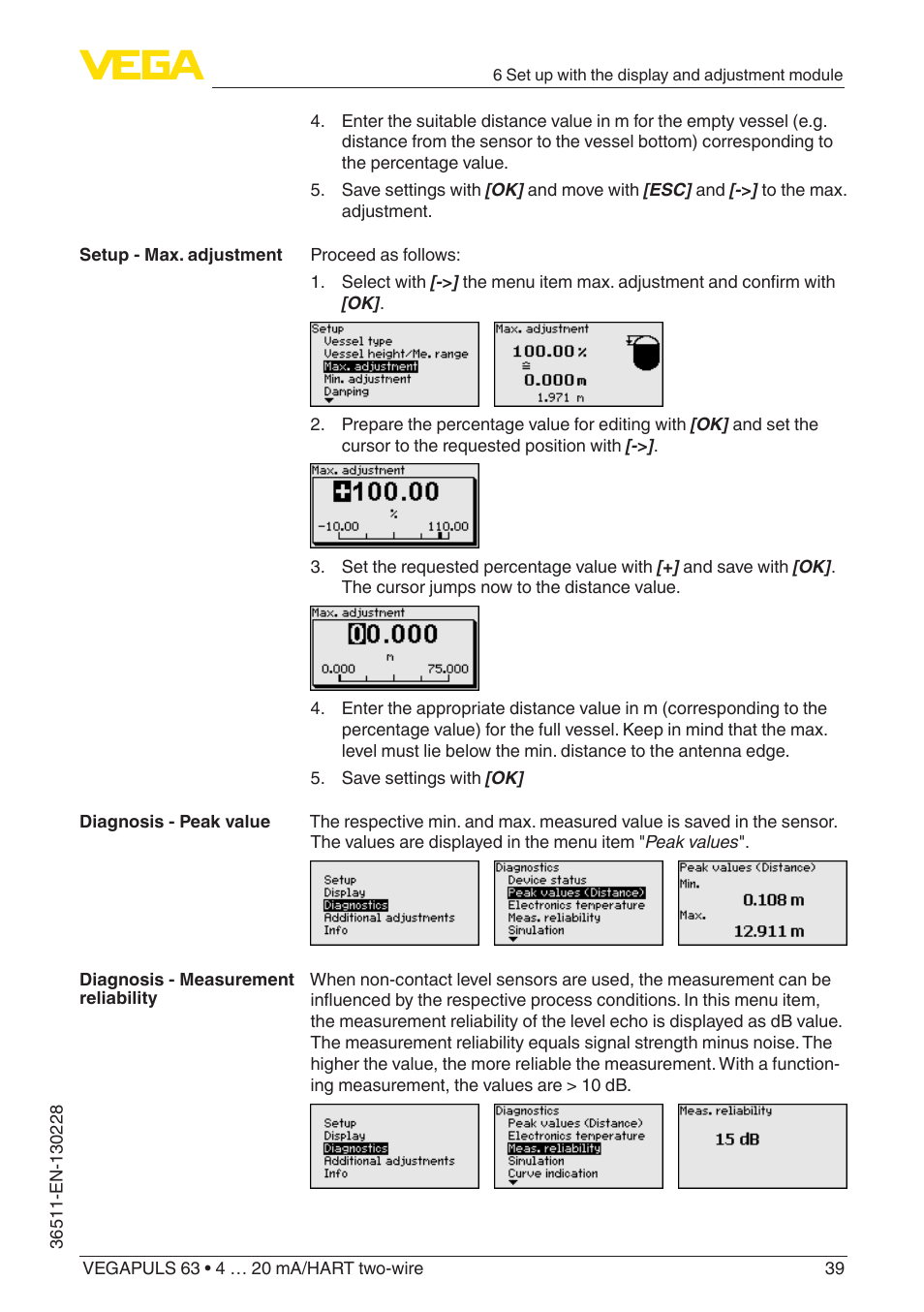 VEGA VEGAPULS 63 (≥ 2.0.0 - ≥ 4.0.0) 4 … 20 mA_HART two-wire User Manual | Page 39 / 80