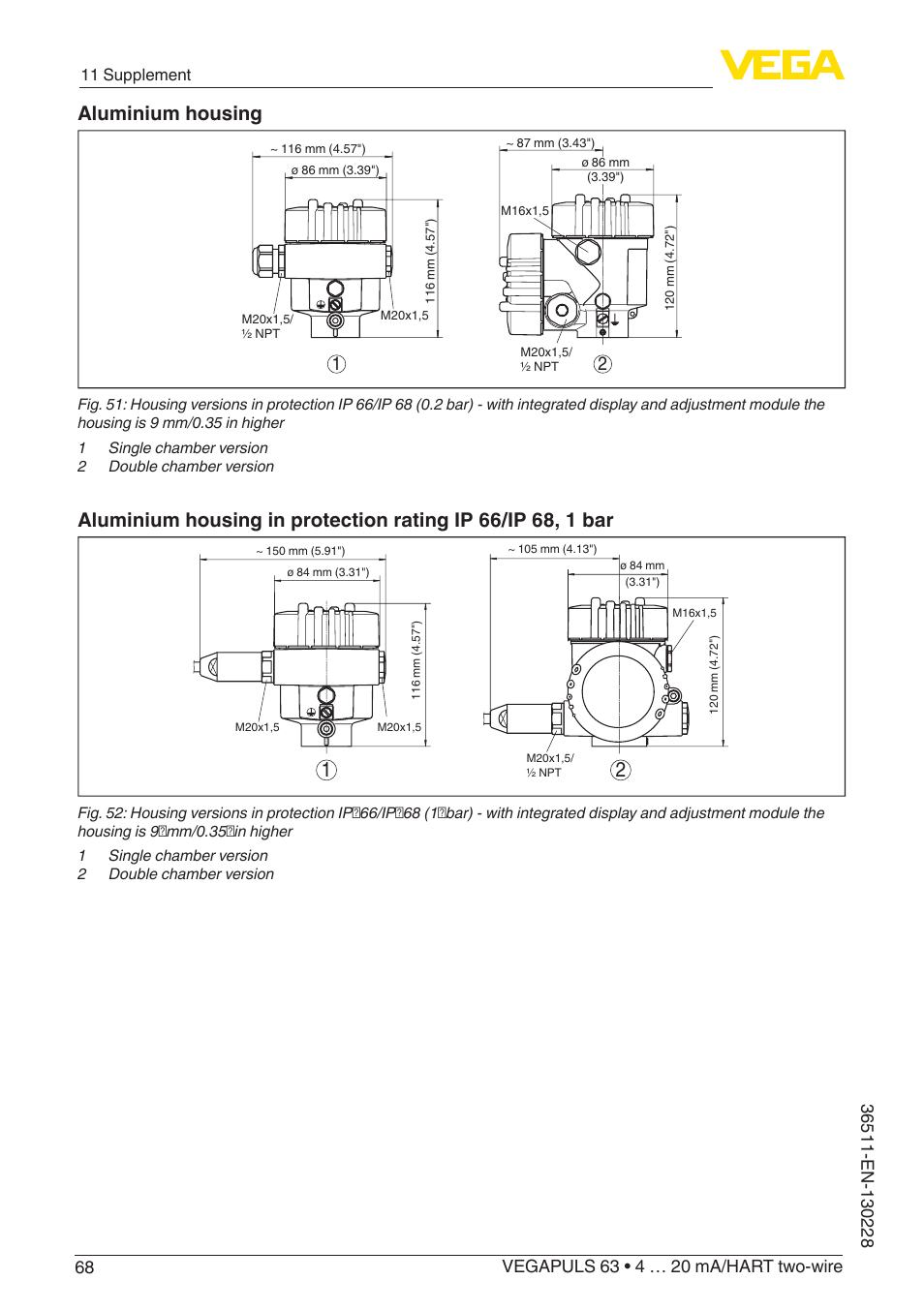 Aluminium housing | VEGA VEGAPULS 63 (≥ 2.0.0 - ≥ 4.0.0) 4 … 20 mA_HART two-wire User Manual | Page 68 / 80