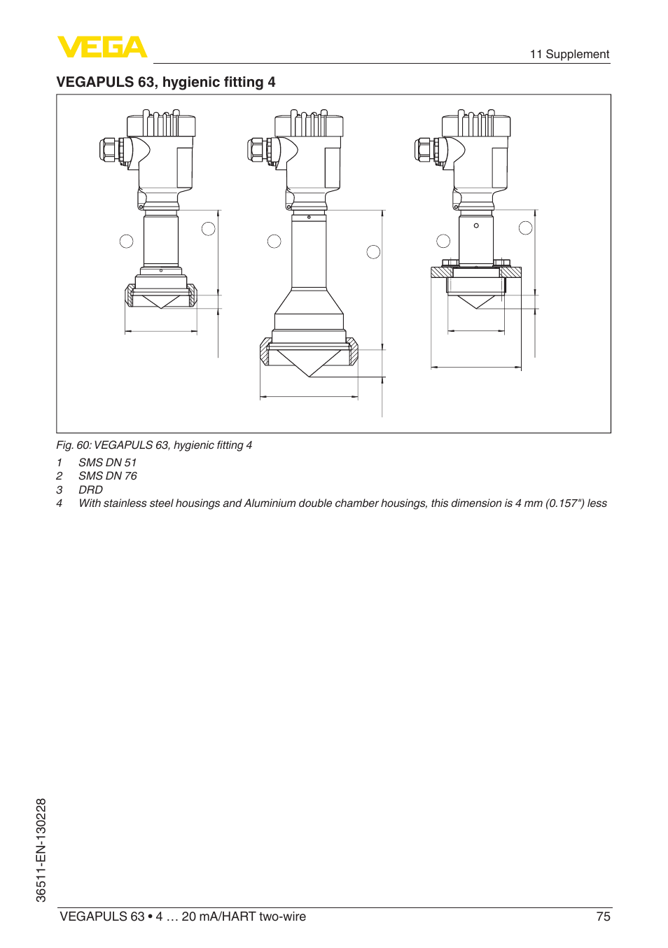 Vegapuls 63, hygienic fitting 4 | VEGA VEGAPULS 63 (≥ 2.0.0 - ≥ 4.0.0) 4 … 20 mA_HART two-wire User Manual | Page 75 / 80