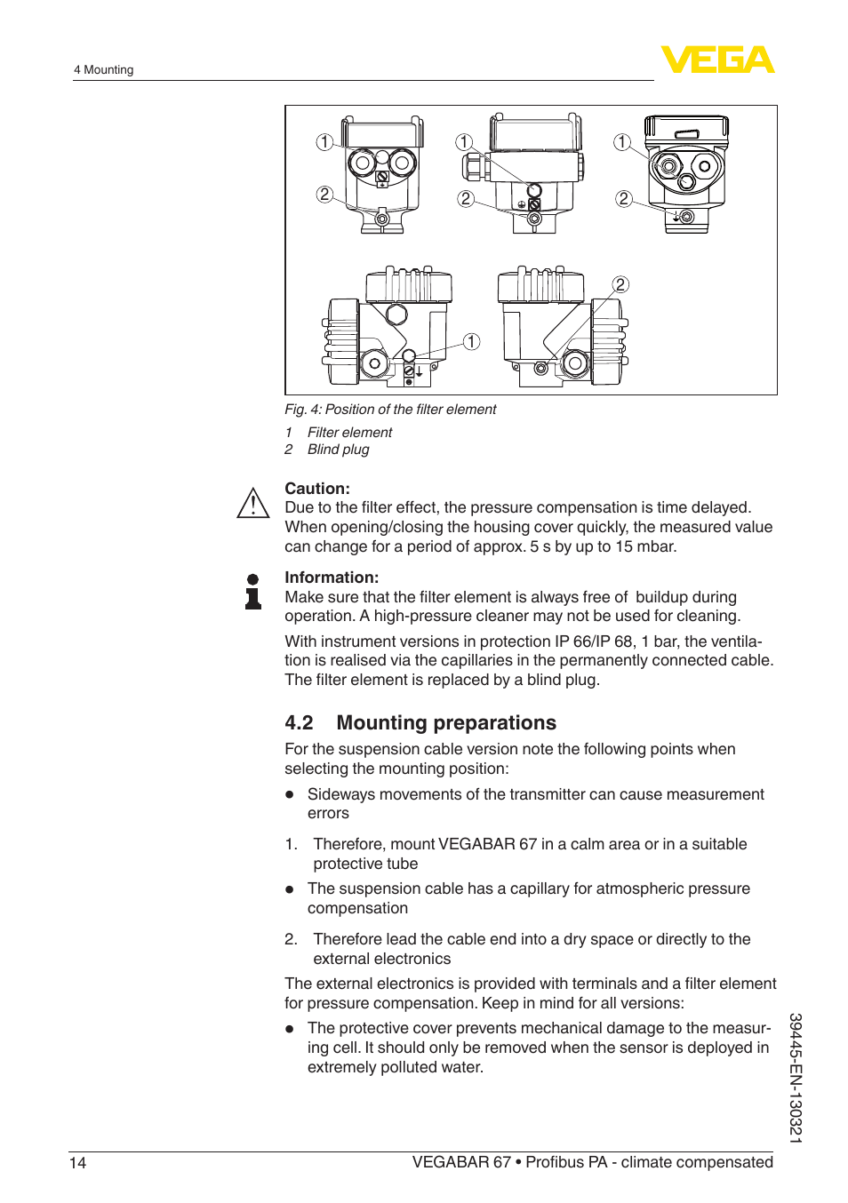 VEGA VEGABAR 67 Profibus PA - climate compensated User Manual | Page 14 / 72