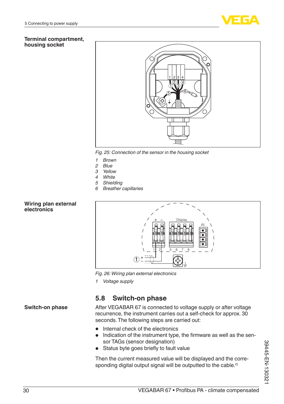 8 switch-on phase | VEGA VEGABAR 67 Profibus PA - climate compensated User Manual | Page 30 / 72