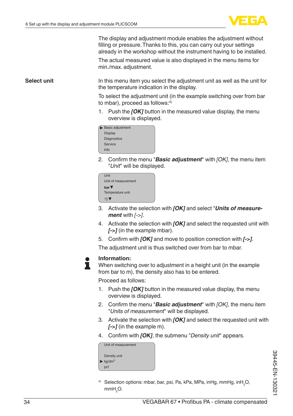 VEGA VEGABAR 67 Profibus PA - climate compensated User Manual | Page 34 / 72